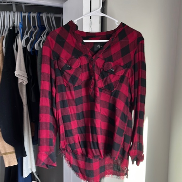 Rails Revolve Red Flannel Half-Button Up, worn once - Picture 1 of 5